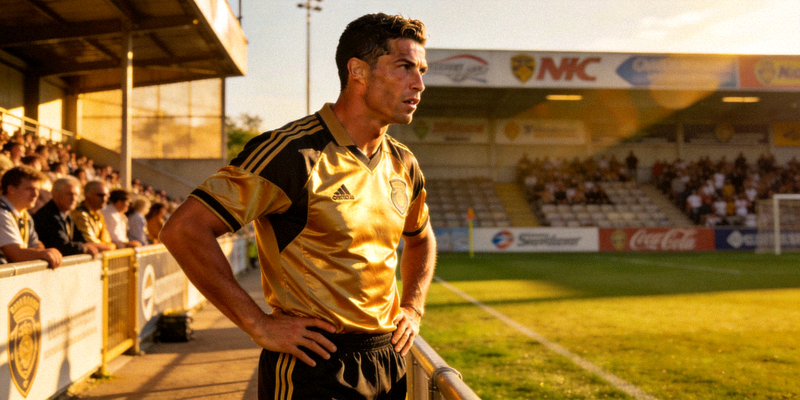 足球传奇人物在赛场边的经典镜头